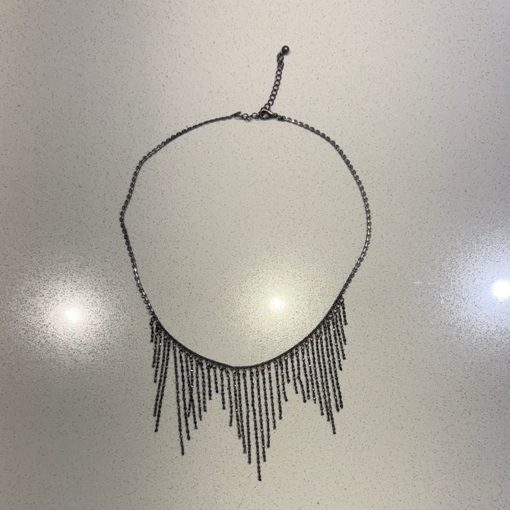 Y2K Vintage Gunmetal Fringe Necklace